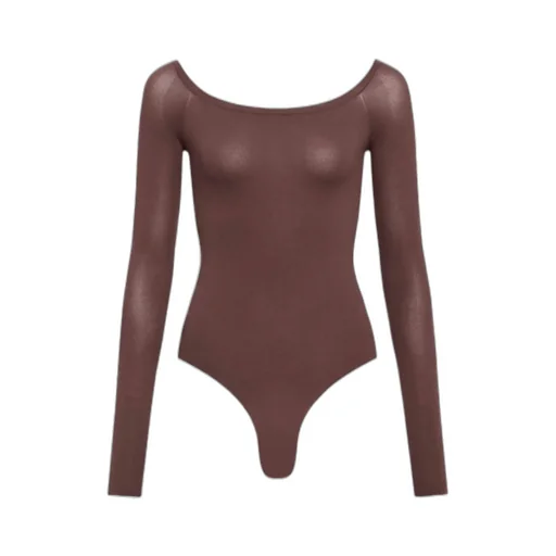 AlaÏA Second-Skin Knit Off-Shoulder Bodysuit