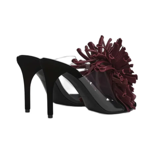 90Mm Leather-Flower Heeled Sandals