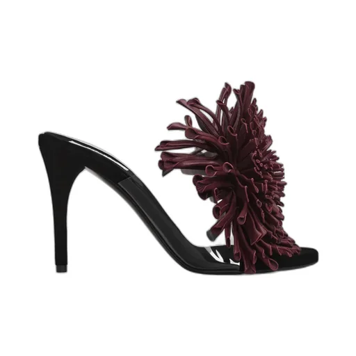 90Mm Leather-Flower Heeled Sandals