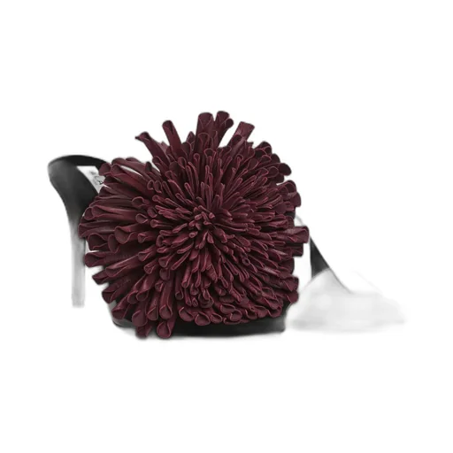 90Mm Leather-Flower Heeled Sandals