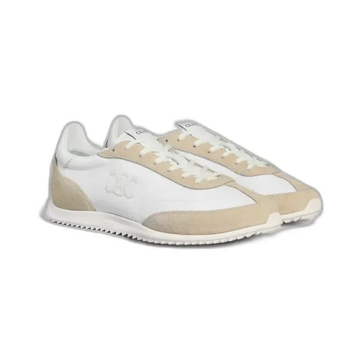 Celine Racer Low Lace-Up Sneaker With Triomphe In Nylon, Suede Calfskin And Calfskin