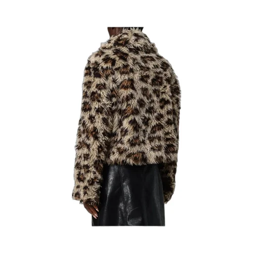 Msgm Leopard Printed Faux Fur Jacket
