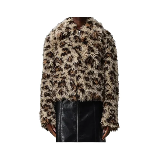 Msgm Leopard Printed Faux Fur Jacket