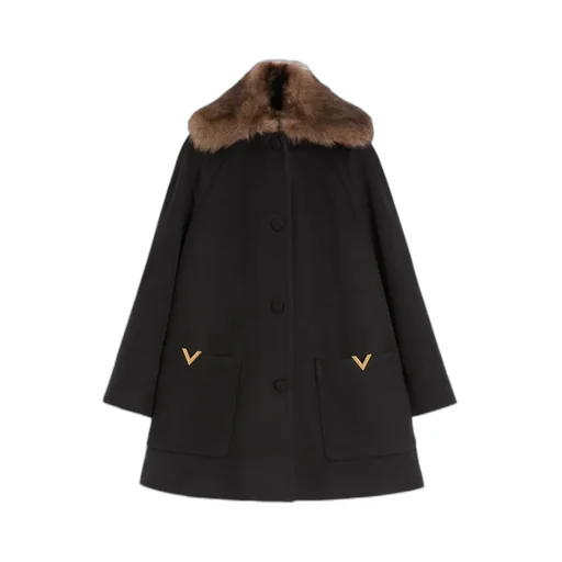 Valentino	Logo Plaque Button-Up Coat