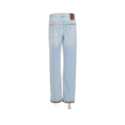 Valentino Floral Hem Wide Leg Jeans