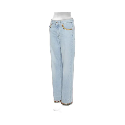 Valentino Floral Hem Wide Leg Jeans