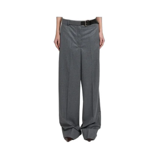 Stella Mccartney Belted Flannel Straight-Leg Trousers