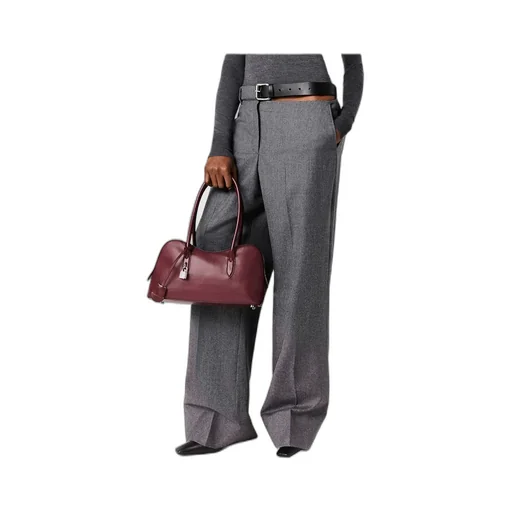Stella Mccartney Belted Flannel Straight-Leg Trousers