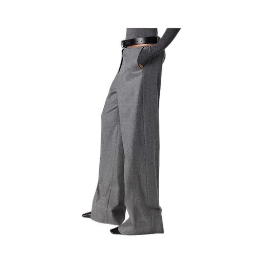 Stella Mccartney Belted Flannel Straight-Leg Trousers