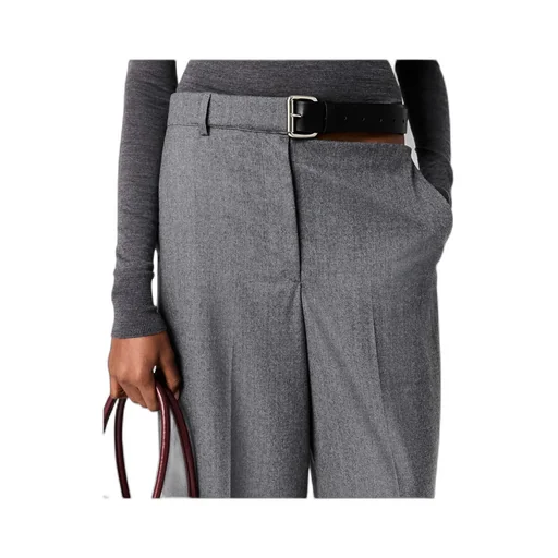 Stella Mccartney Belted Flannel Straight-Leg Trousers