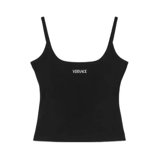 Versace Logo-Embroidered Ribbed Top