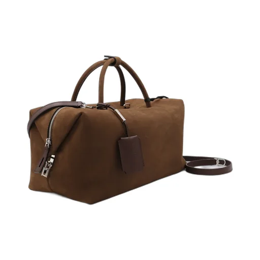 Large Nubuck Leather Boston Bag