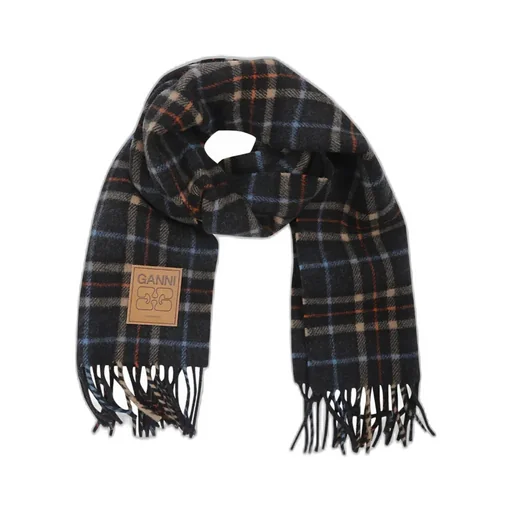 Ganni Logo Patch Check Scarf