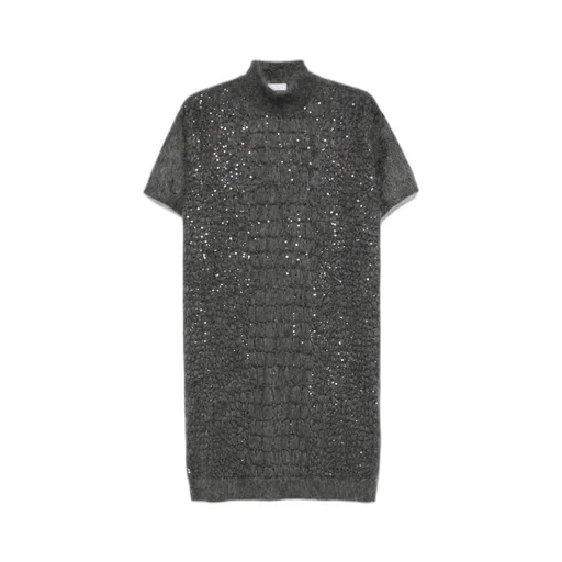 Sequin-Embellished High-Neck Dress