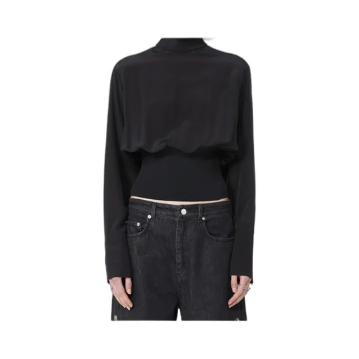 Sportmax High Neck Gathered Blouse