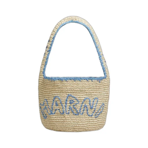 Marni Logo Embroidered Woven Shoulder Bag