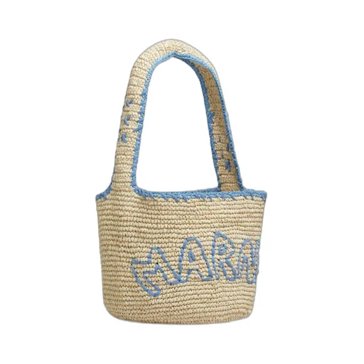 Marni Logo Embroidered Woven Shoulder Bag