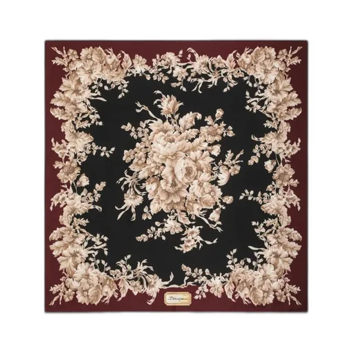Floral-Border Silk Scarf