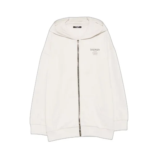 Balmain Kids Logo Printed Zipped Hoodie