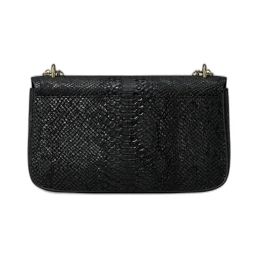 Snake-Print Chain Shoulder Bag