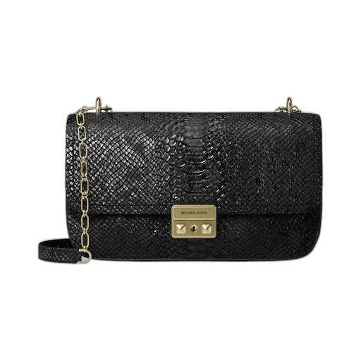 Snake-Print Chain Shoulder Bag