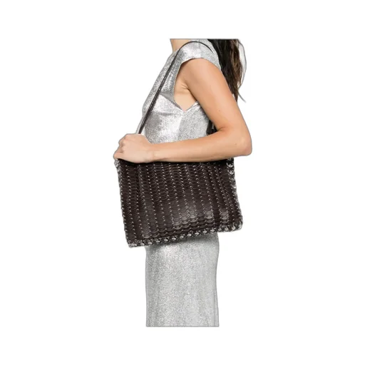 Chain-Link Leather Tote Bag