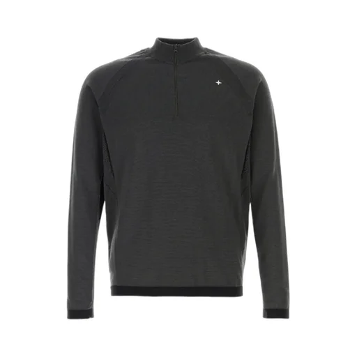 Stone Island Logo Embroidered Half-Zip Sweater