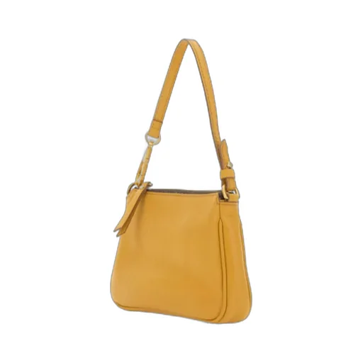 Zip-Top Grain Leather Shoulder Bag