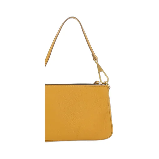 Zip-Top Grain Leather Shoulder Bag