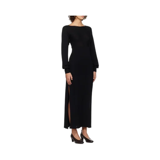 Fa Button-Detail Long-Sleeve Dress