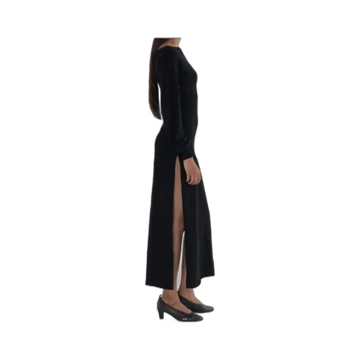 Fa Button-Detail Long-Sleeve Dress