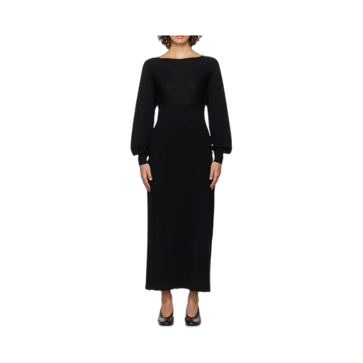 Fa Button-Detail Long-Sleeve Dress