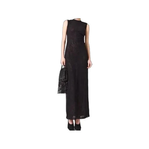 Sleeveless Crewneck Lace Midi Dress