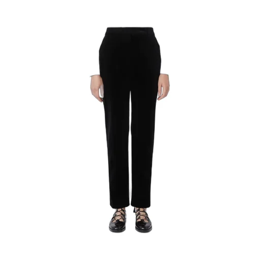 Velvet-Texture Side-Stripe Trousers