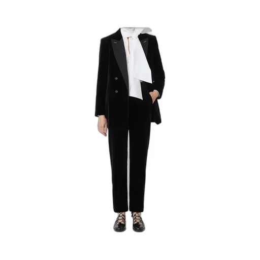 Velvet-Texture Side-Stripe Trousers