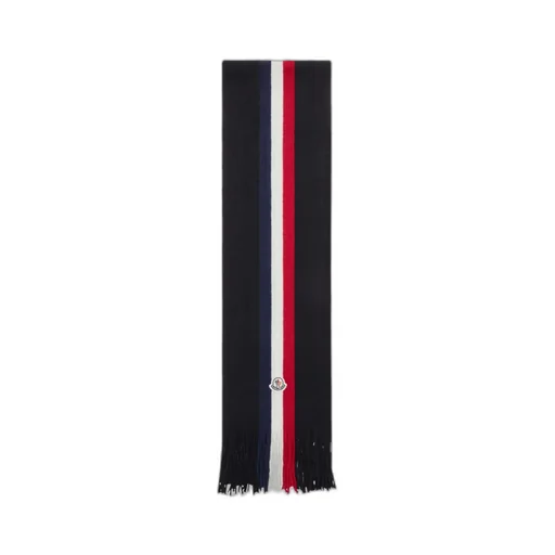 Moncler Logo Patch Fringe Detailed Scarf