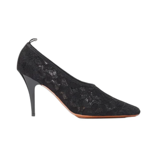 Square-Toe Lace Stiletto Pumps