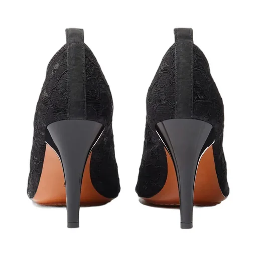 Square-Toe Lace Stiletto Pumps