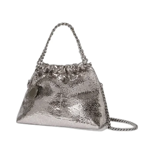 Falabella Cracked Metallic Drawstring Crossbody Bag