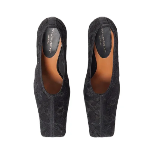 Square-Toe Lace Stiletto Pumps