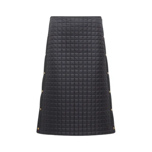 Square-Quilted Padded Midi Skirt