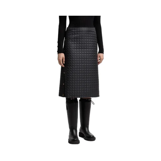 Square-Quilted Padded Midi Skirt