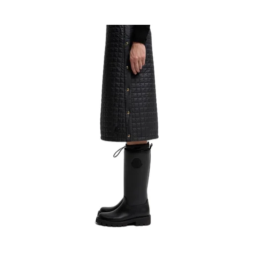 Square-Quilted Padded Midi Skirt