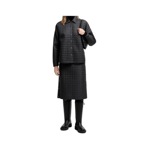 Square-Quilted Padded Midi Skirt