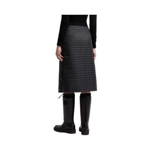 Square-Quilted Padded Midi Skirt