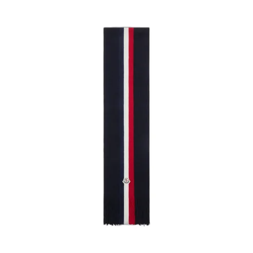 Moncler Logo Patch Fringe Detailed Scarf