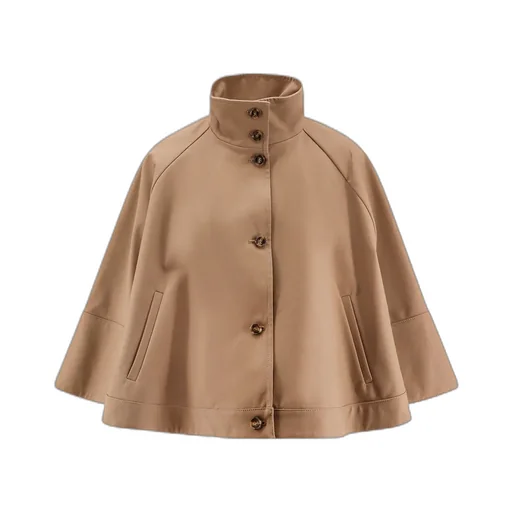 Cropped Water-Repellent Gabardine Cloak