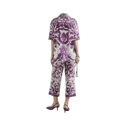 Dolce & Gabbana Majolica-Printed Crochet Lace Shirt