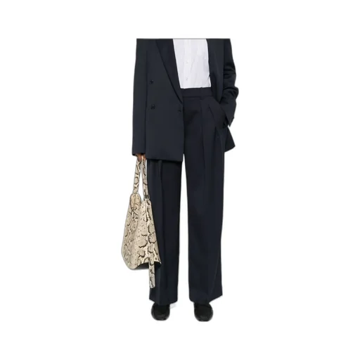 Wool Blend Wide Leg Trousers With Belt Loops