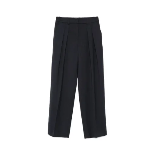 Wool Blend Wide Leg Trousers With Belt Loops